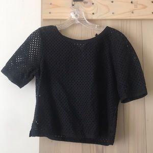 Banana republic black eyelet top